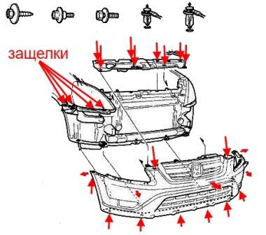 крепление переднего бампера Honda CR-V 2 (2002-2006)