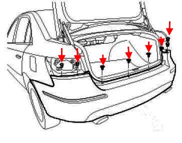 крепление заднего бампера Hyundai Sonata 5 (NF)