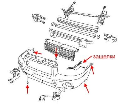 крепление переднего бампера Subaru Forester SG (2005-2008)