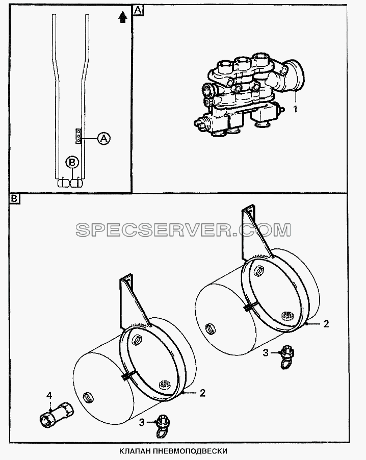 Клапан пневмоподвески для 95XF (список запасных частей)