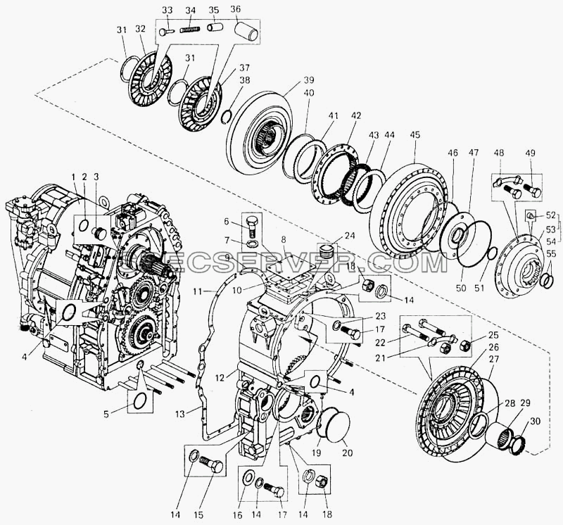 Гидротрансформатор с коробкой передач для БелАЗ-7547 (список запасных частей)