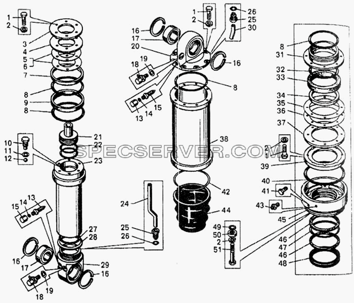 Цилиндр подвески (9.1) для БелАЗ-7548А (список запасных частей)