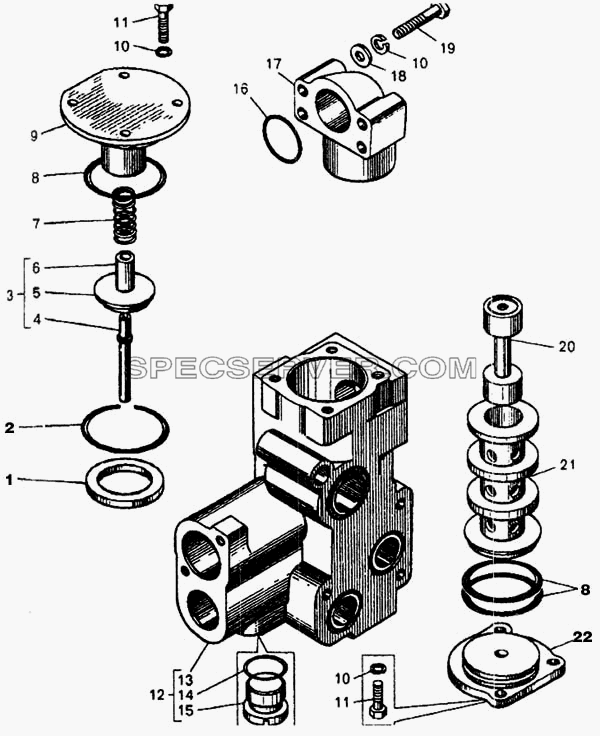 Механизм управления тормозом-замедлителем (5.22) для БелАЗ-7548А (список запасных частей)