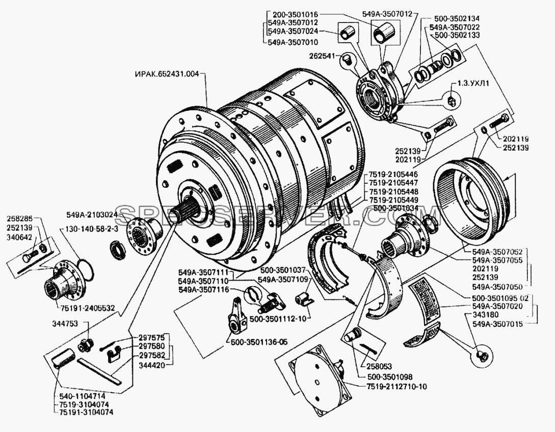 Электродвигатель тяговый с тормозным механизмом для БелАЗ-7549 (список запасных частей)