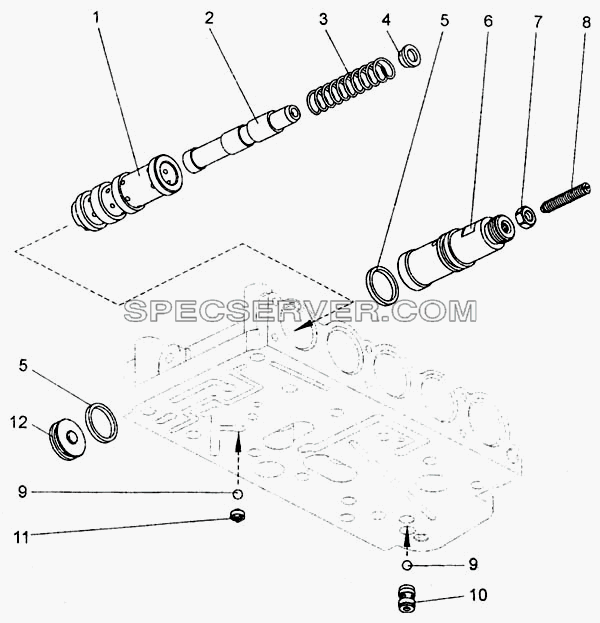 Коробка золотниковая клапан блокировки и обратные клапаны для БелАЗ-7555A (список запасных частей)