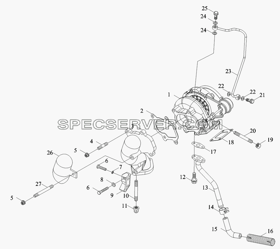 Турбокомпрессор для Foton-BJ1039 (список запасных частей)