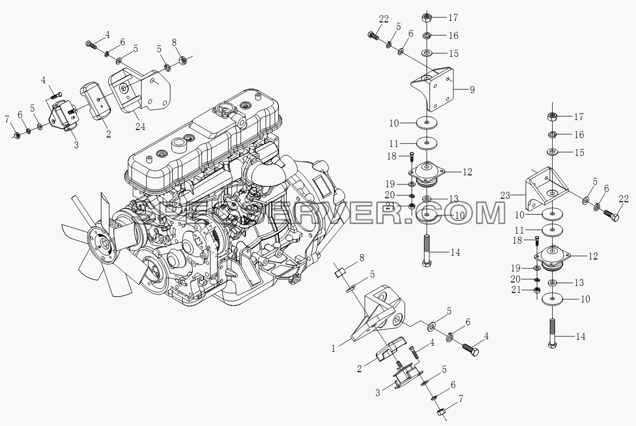 1S10611010101 Подвеска силового агрегата для BJ1051, BJ1061 (Aumark) (список запасных частей)