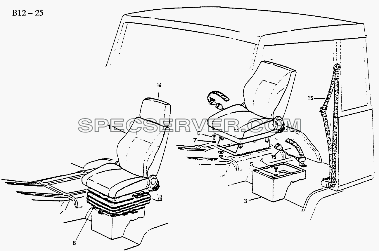 SEATS, SAFETY BELT FOR DRIVER (B12-25) для Sinotruk 4x2 Tractor (371) (список запасных частей)