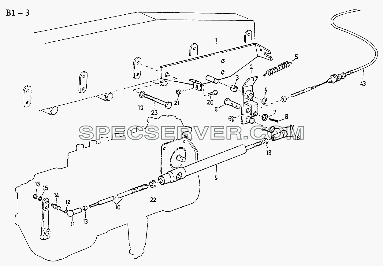 ACCELERATOR LINKAGE (B1-3) для Sinotruk 4x2 Tractor (371) (список запасных частей)