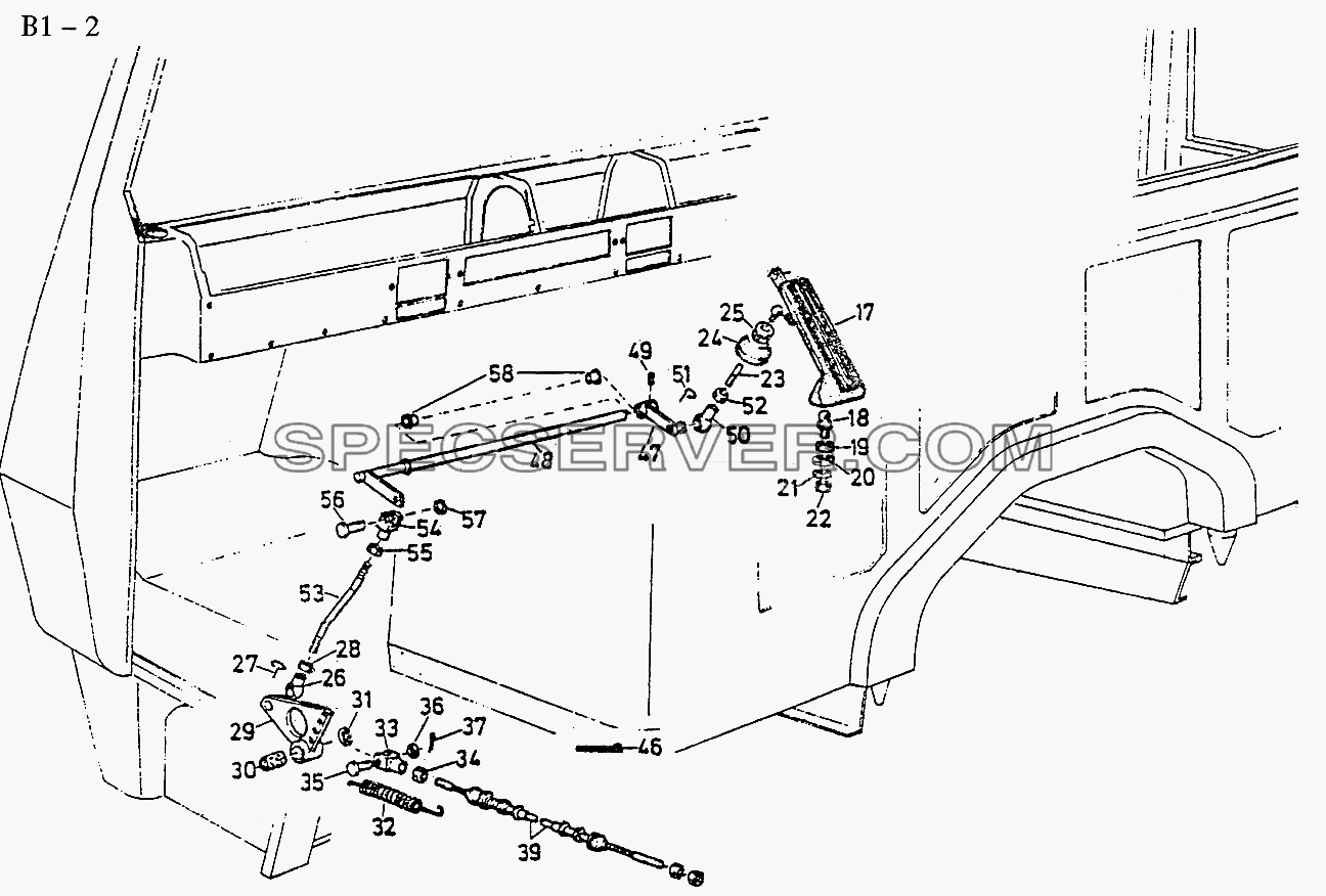 OPERATING LEVER FOR DRIVE RIGHT (B1-2) для Sinotruk 4x2 Tractor (371) (список запасных частей)
