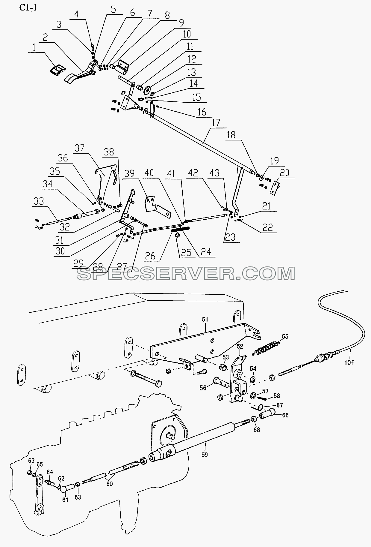 OPERATION DEVICE (C1-1) для Sinotruk 4x2 Tractor (371) (список запасных частей)