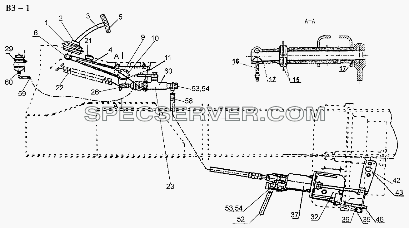 THE OPERATION SYSTEM OF Ф420MM CLUTCH (B3-1) для Sinotruk 4x2 Tractor (371) (список запасных частей)