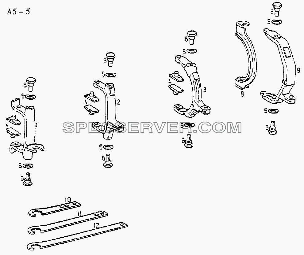 S6-120 SHIFTING GEAR FORK (A5-5) для Sinotruk 4x2 Tractor (371) (список запасных частей)