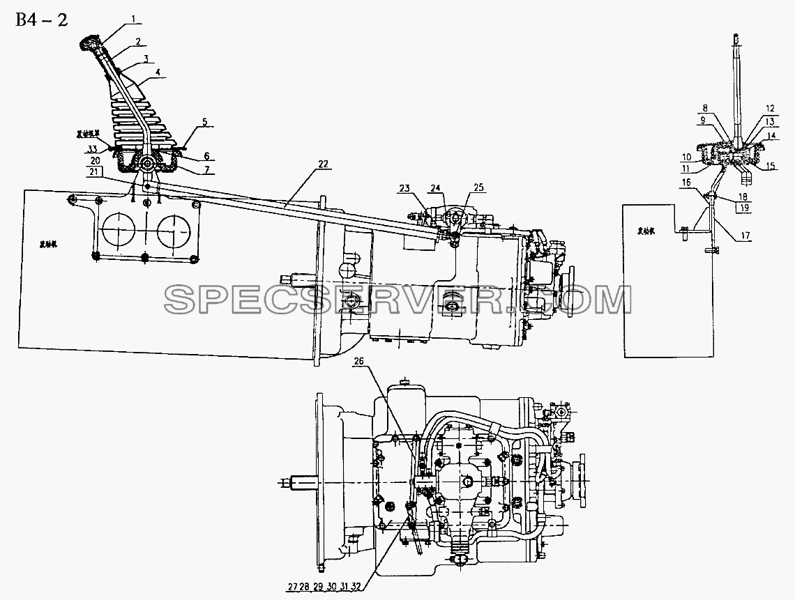 FULLER GEAR-CHANGE SYSTEM (B4-2) для Sinotruk 4x2 Tractor (371) (список запасных частей)