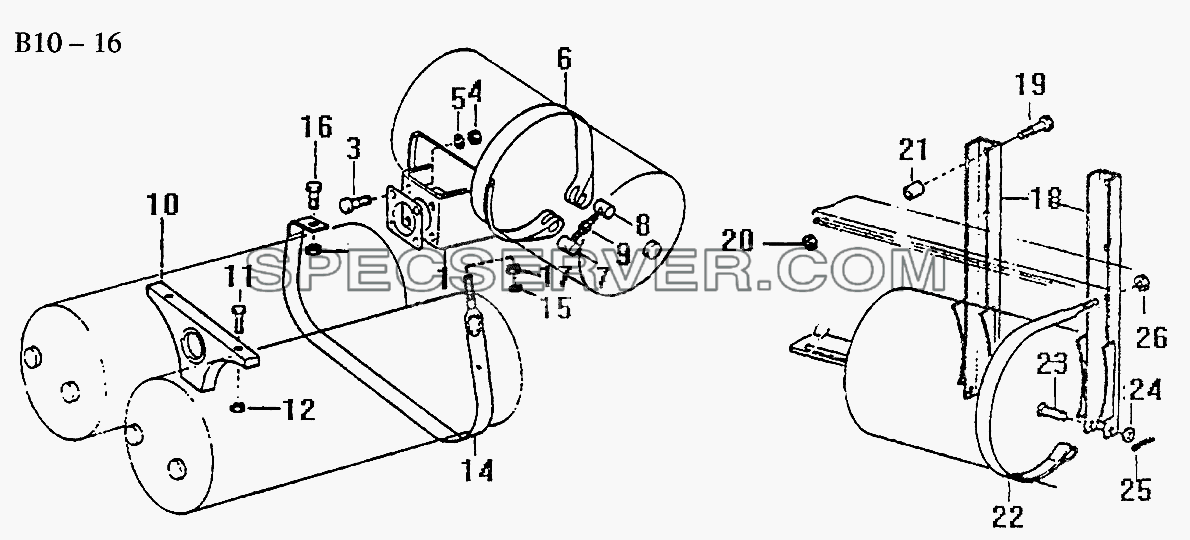 AIR RESERVOIR FIXATION (B10-16) для Sinotruk 4x2 Tractor (371) (список запасных частей)