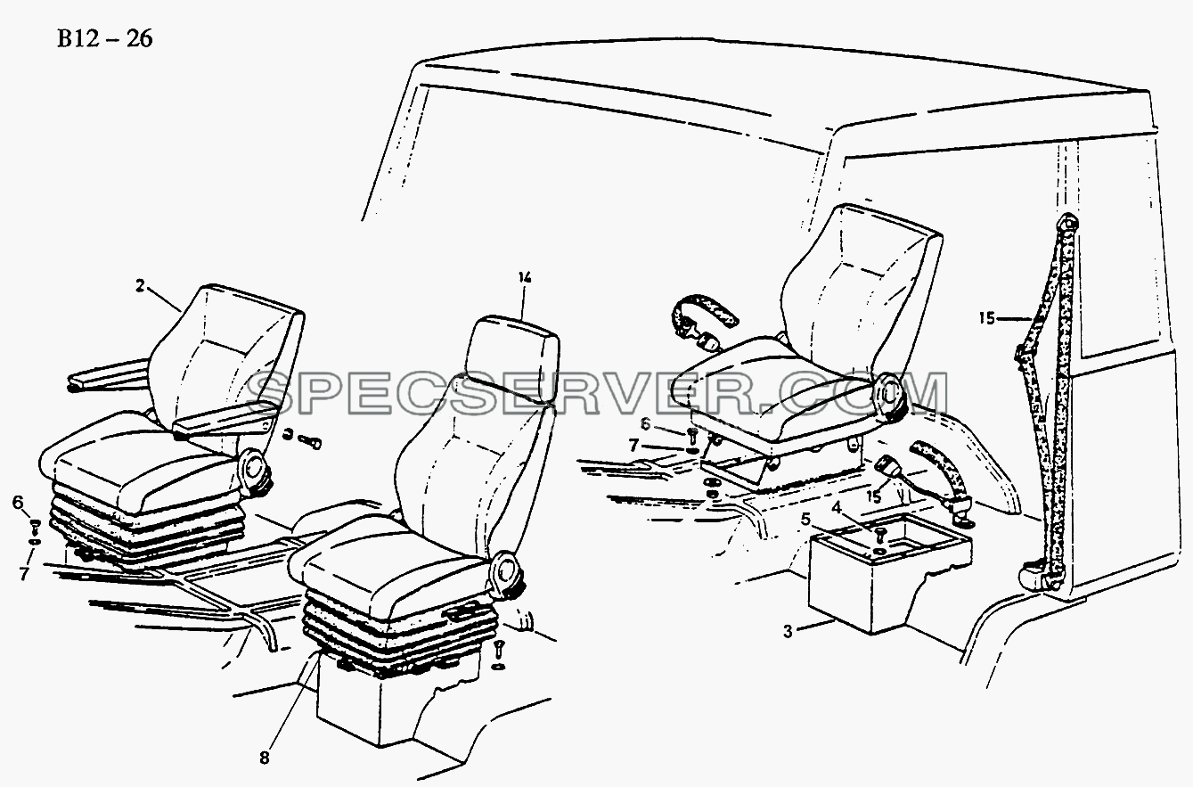 SEATS, SAFETY BELT FOR CO-DRIVER (B12-26) для Sinotruk 6x4 Tipper (290) (список запасных частей)