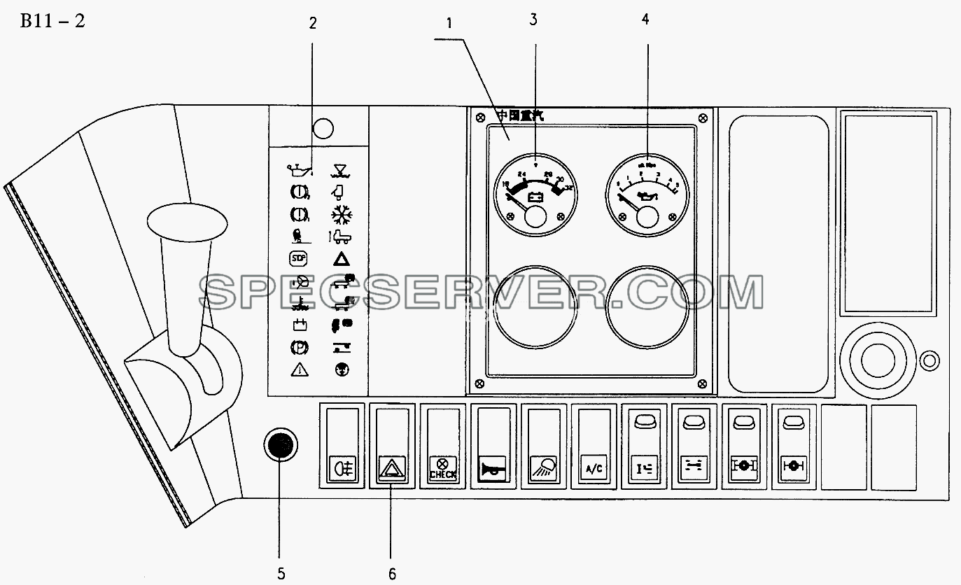 CENTRAL CONTROL ELECTRICAL DASHBOARD II (B11-2) для Sinotruk 6x4 Tipper (336) (список запасных частей)