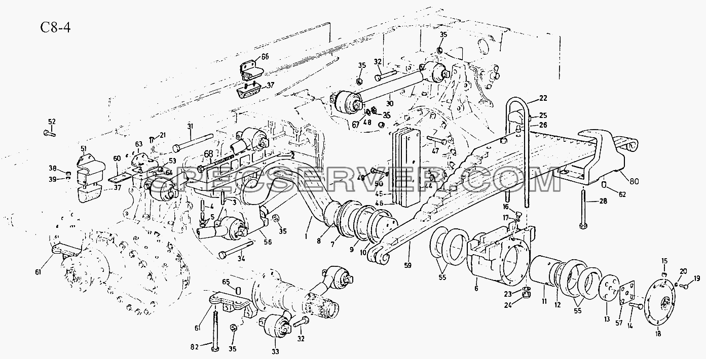6x4, 8x4 SWIVEL SPRING AND SUSPENSION (C8-4) для Sinotruk 6x4 Tractor (371) (список запасных частей)