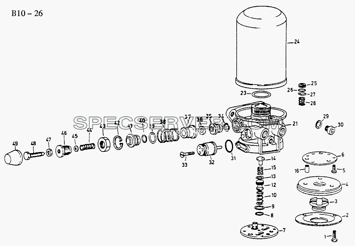 AIR DRYER (B10-26) для Sinotruk 6x6 Tipper (336) (список запасных частей)