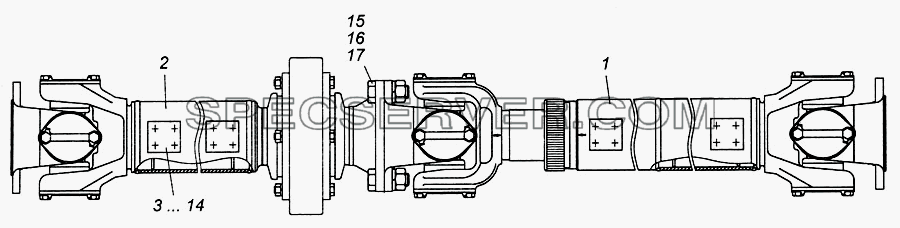 Валы карданные в сборе Э4308-2201006 для КамАЗ-4308 (список запасных частей)