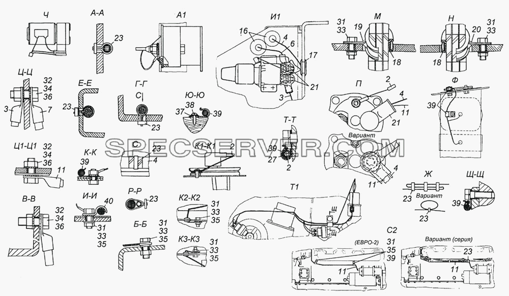 Установка проводов на шасси Э4308-3724005 для КамАЗ-4308 (список запасных частей)