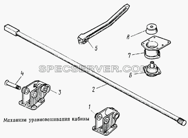 Механизм уравновешивания кабины для КамАЗ-5315 (список запасных частей)