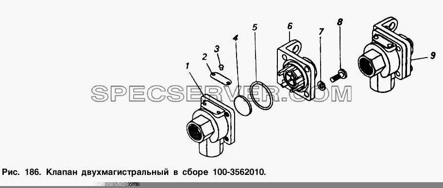 Клапан двухмагистральный в сборе для КамАЗ-5320 (список запасных частей)