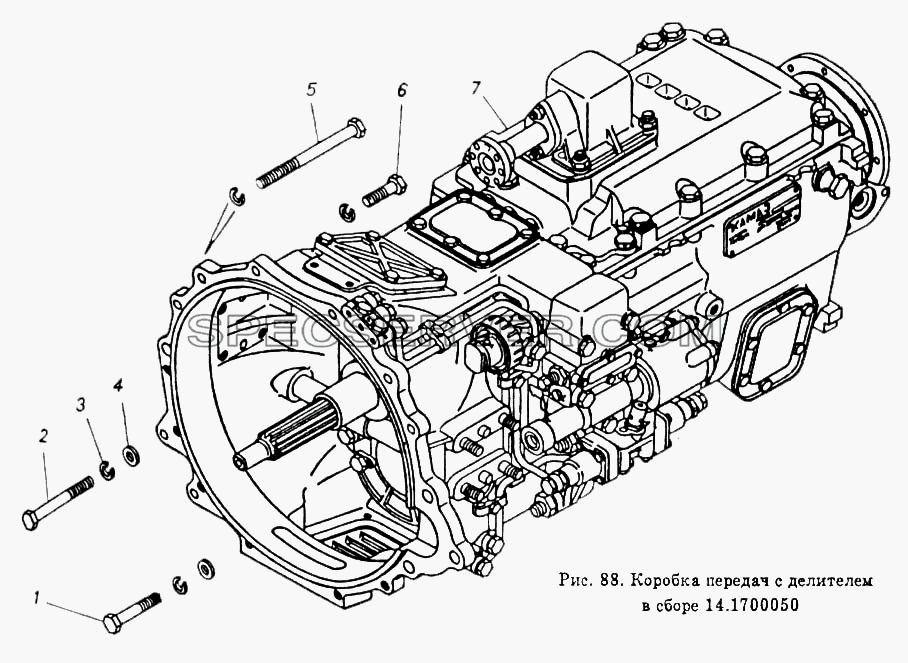 Коробка передач с делителем в сборе для КамАЗ-53212 (список запасных частей)