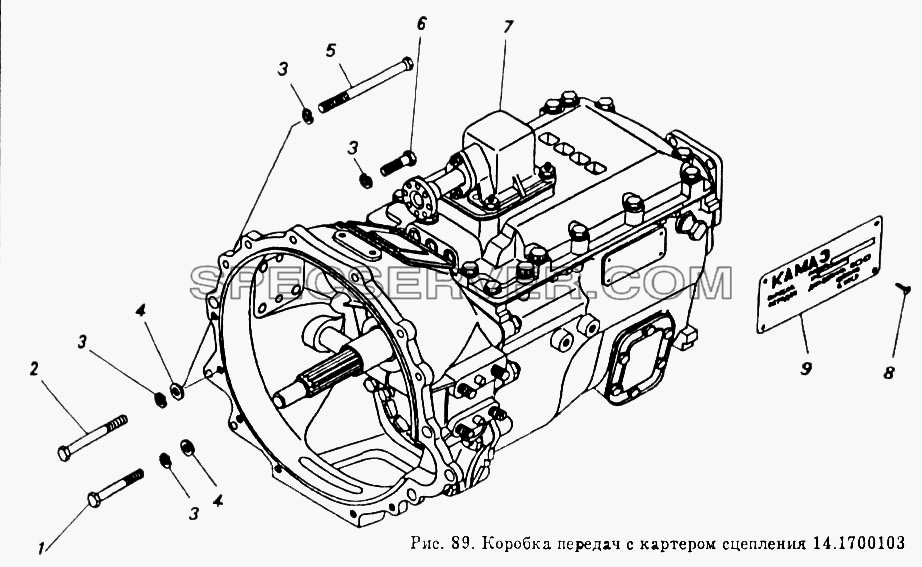 Коробка передач с картером сцепления для КамАЗ-53212 (список запасных частей)