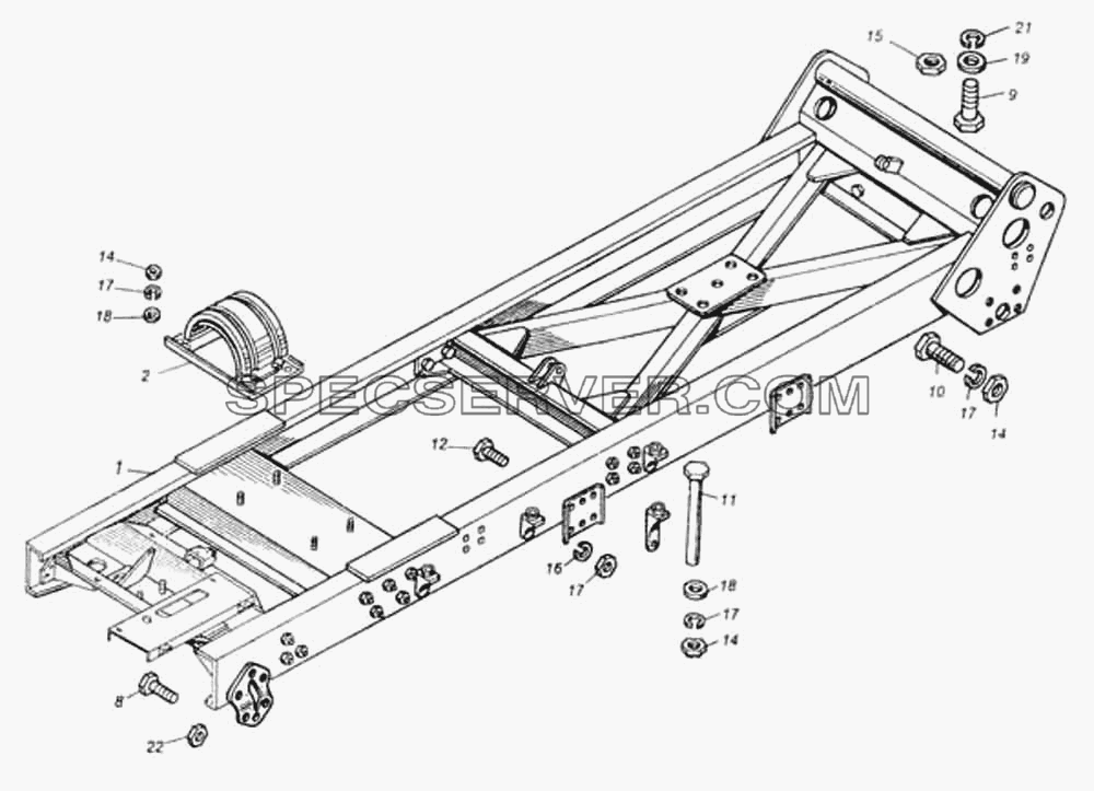 Установка надрамника, ловителя-амортизатора платформы для КамАЗ-53228, 65111 (список запасных частей)
