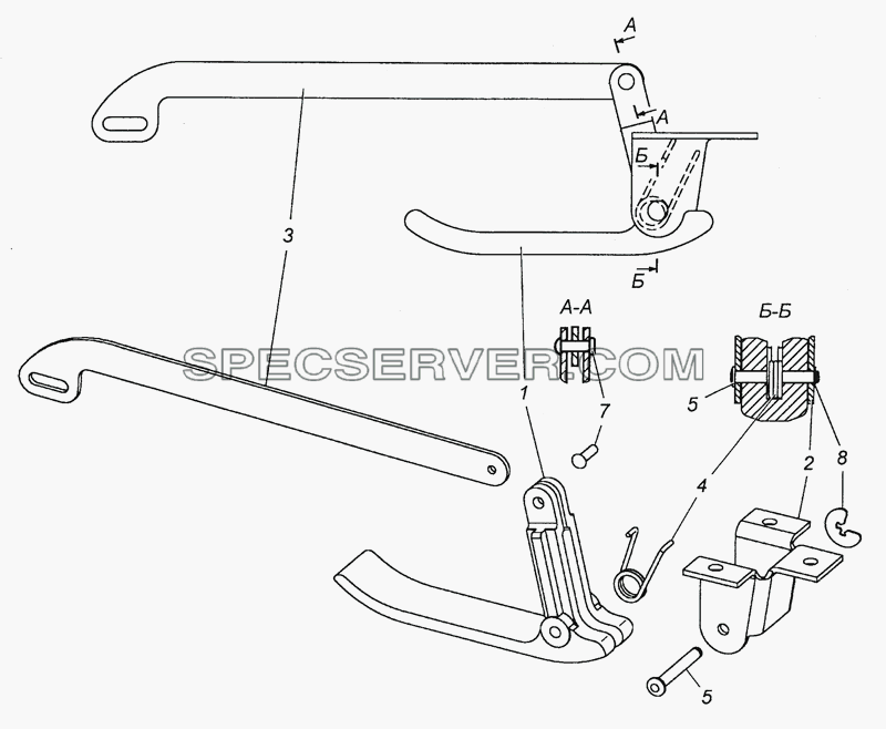 5350-5713330 Привод замка крышки люка для КамАЗ-53504 (6х6) (список запасных частей)