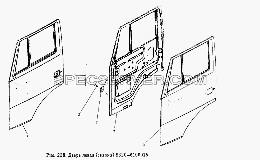 Дверь левая (сварка) для КамАЗ-5511 (список запасных частей)