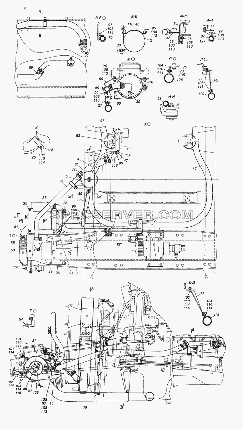 5350-1015001 Установка предпускового подогревателя ПЖД-30 для КамАЗ-63501 8х8 (список запасных частей)