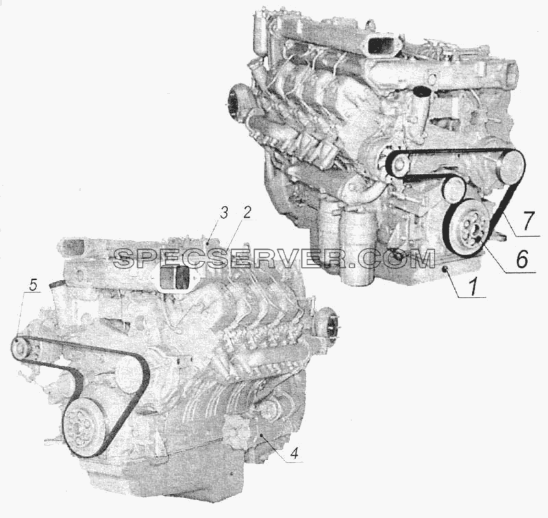 Двигатель с оборудованием для КамАЗ-6520 (список запасных частей)