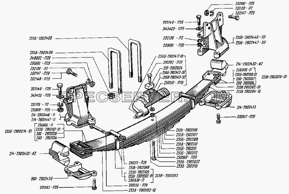 Рессоры передние для КрАЗ-255 (список запасных частей)
