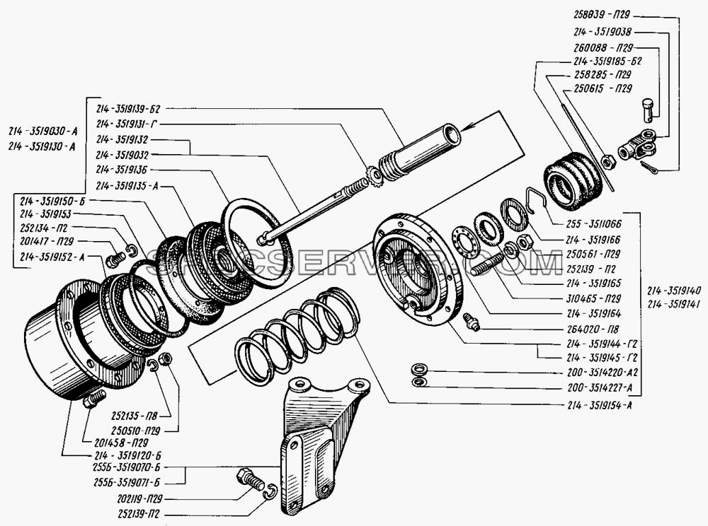 Цилиндры тормозные для КрАЗ-255 (список запасных частей)