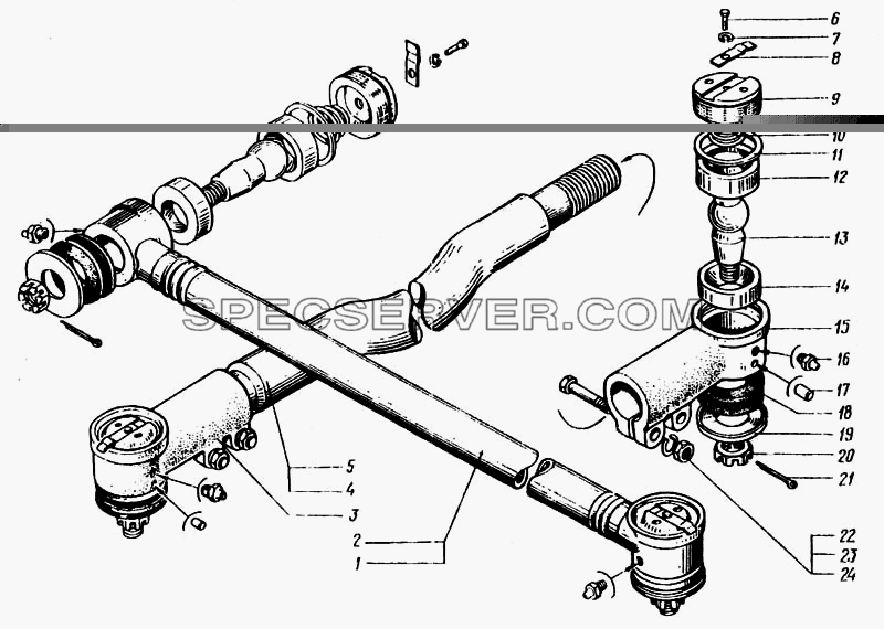 Тяги рулевые для КрАЗ-6443 (список запасных частей)