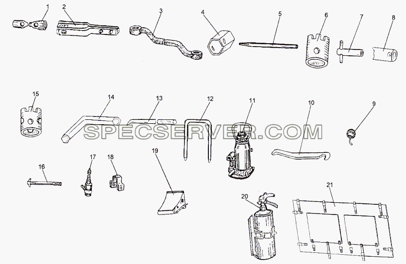 Инструмент и принадлежности для МЗКТ-74171 (список запасных частей)