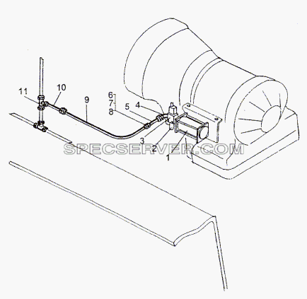 Установка трубопроводов управления тормозом-замедлителем ГМП для МЗКТ-74296 (список запасных частей)
