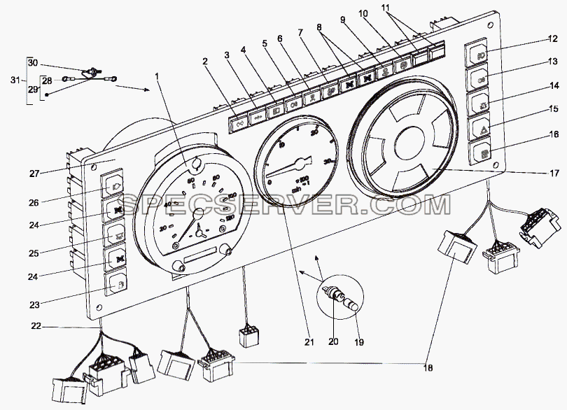 Панель приборов двигателя 7429-3800001 для МЗКТ-75165 (список запасных частей)
