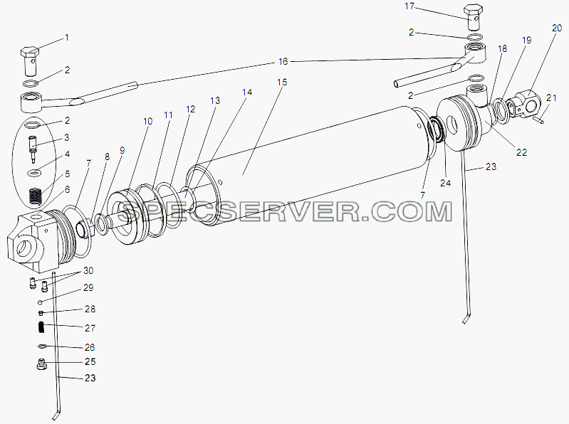 Цилиндр гидравлический 79092-5003010-10 для МЗКТ-79091 (список запасных частей)