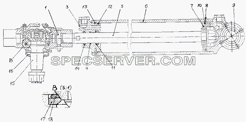 Цилиндр механизма усилительного для МЗКТ-79091 (список запасных частей)