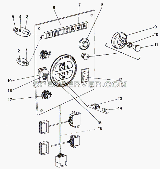 Панель приборов шасси 79092-3800009 для МЗКТ-79091 (список запасных частей)