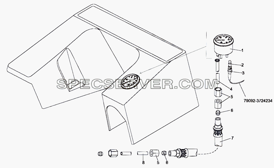 Установка шинного манометра для МЗКТ-79092 (нов.) (список запасных частей)
