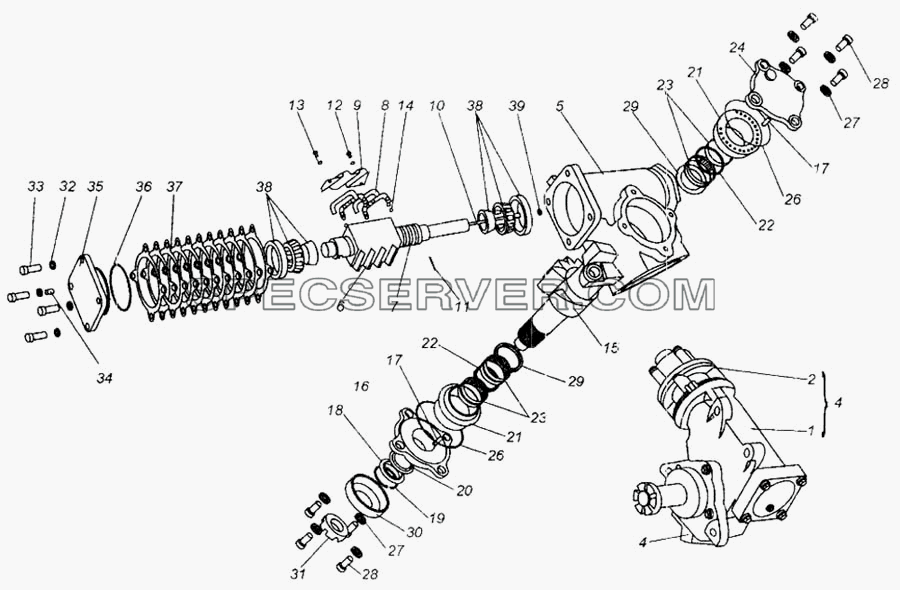 Механизм рулевой для МАЗ-437040 (Зубрёнок) (список запасных частей)