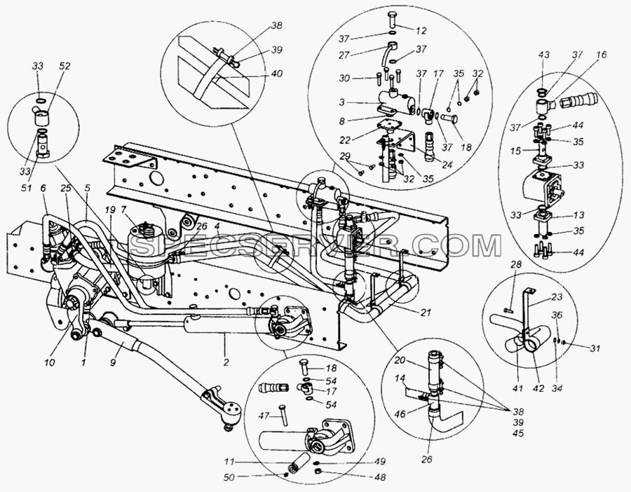 Установка рулевого управления для МАЗ-437040 (Зубрёнок) (список запасных частей)