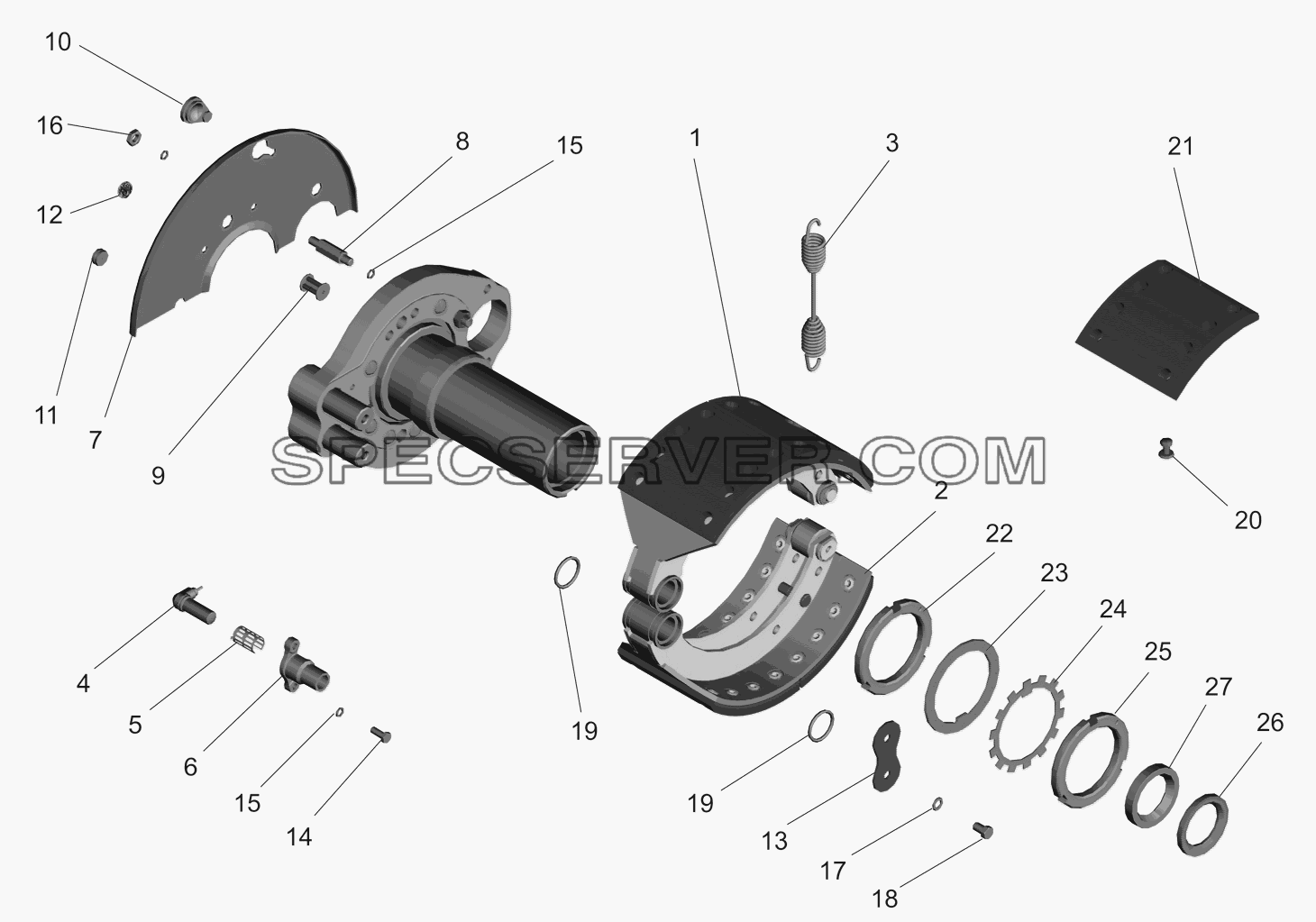 Тормоз заднего колеса для МАЗ-437041 (список запасных частей)