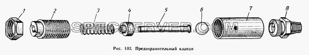 Предохранительный клапан для МАЗ-504А (список запасных частей)