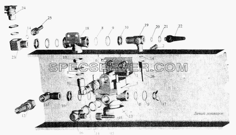 Установка ускорительного клапана и присоединительной арматуры на МАЗ-533702 для МАЗ-5336 (список запасных частей)