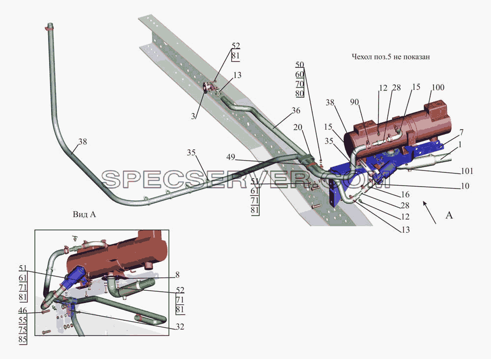Крепление предпускового подогревателя 555131-1015001 для МАЗ-533731 (список запасных частей)